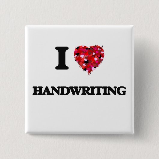 Ik hou van handschrift vierkante button 5,1 cm (Voorkant)