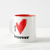 Ik hou van Hannover Tweekleurige Koffiemok (Voorkant links)