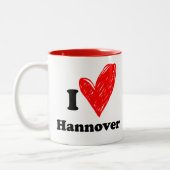 Ik hou van Hannover Tweekleurige Koffiemok (Links)