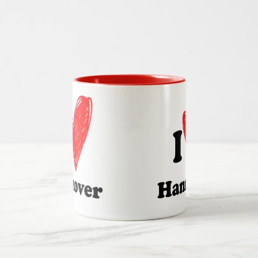 Ik hou van Hannover Tweekleurige Koffiemok (Center)