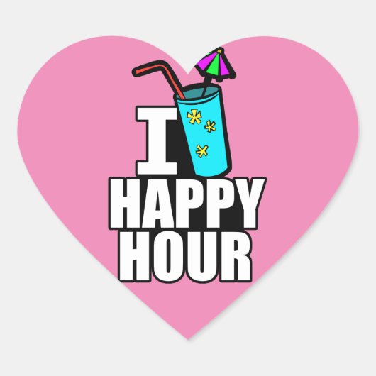 Ik hou van Happy Hour Hart Sticker (Voorkant)