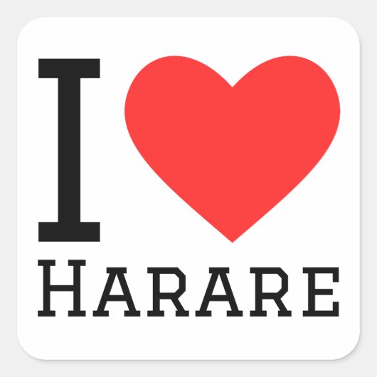 Ik hou van Harare Vierkante Sticker (Voorkant)
