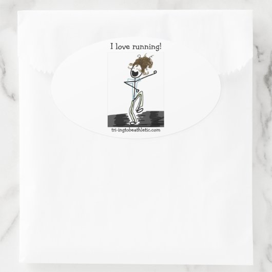 Ik hou van hardlopen! ovale stickers (Tas)