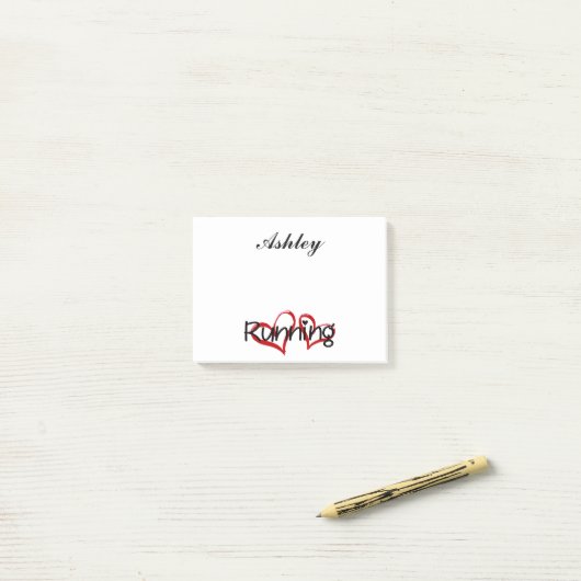 Ik hou van hardlopen post-it® notes (Op bureau)