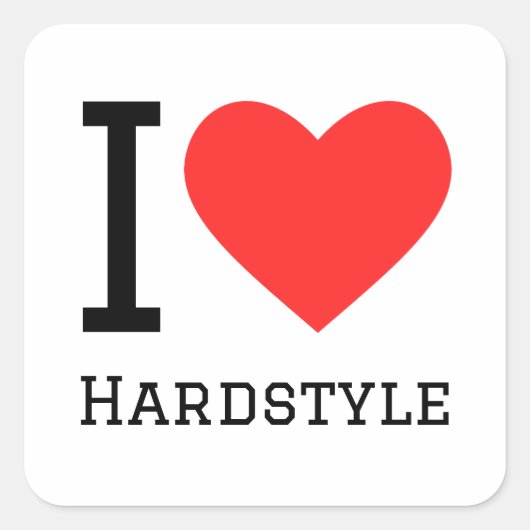 Ik hou van hardstijl vierkante sticker (Voorkant)