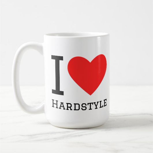 Ik hou van hardstyle vierkante sticker koffiemok (Links)