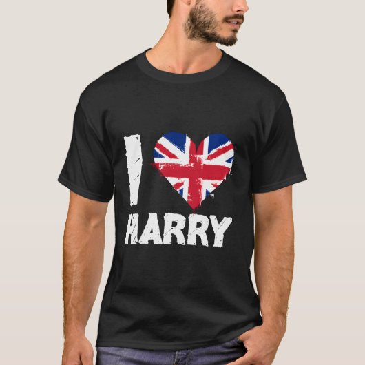 Ik hou van Harry Union Jack Heart T-shirt (Voorkant)