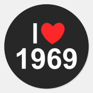 Ik hou van (hart) 1969 ronde sticker
