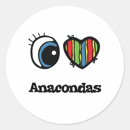 Ik hou van (hart) Anacondas Ronde Sticker (Voorkant)