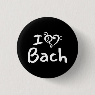 Ik hou van hart Bach Klassieke Muziek Witte Tekst Ronde Button 3,2 Cm