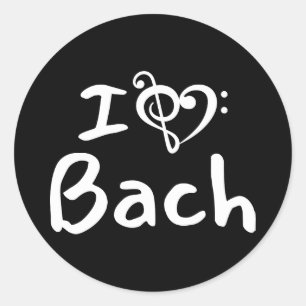 Ik hou van hart Bach Klassieke Muziek Witte Tekst Ronde Sticker