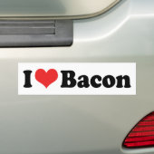 Ik hou van Hart Bacon - Baconliefhebber Bumpersticker (Op auto)