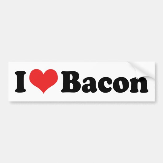 Ik hou van Hart Bacon - Baconliefhebber Bumpersticker (Voorkant)