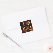 Ik hou van (hart) BBQ Vierkante Sticker (Envelop)