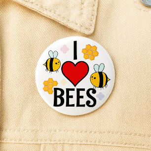 Ik hou van, hart, bijen ronde button 5,7 cm