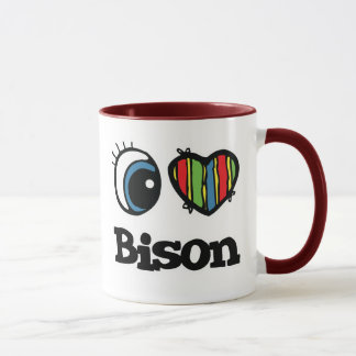Ik hou van (hart) bizon mok