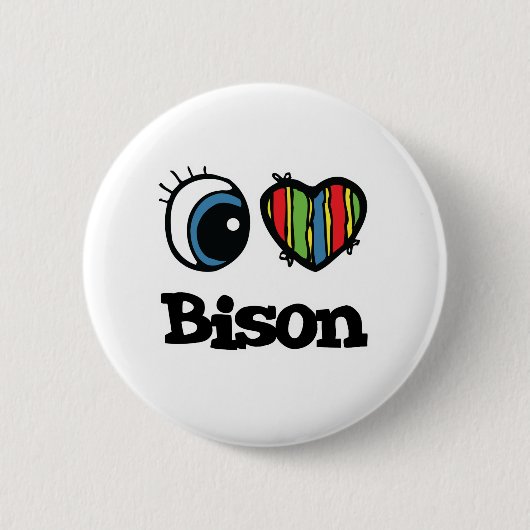 Ik hou van (hart) bizon ronde button 5,7 cm (Voorkant)