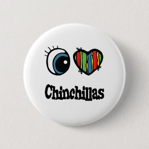 Ik hou van (hart) Chinchilla's Ronde Button 5,7 Cm
