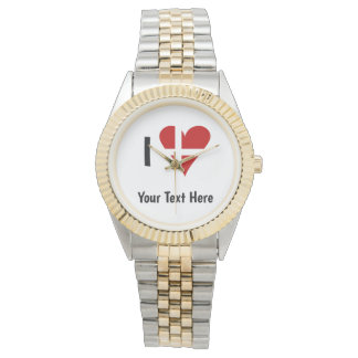 Ik hou van (Hart Deense Vlag) Persoonlijke tekst Horloge