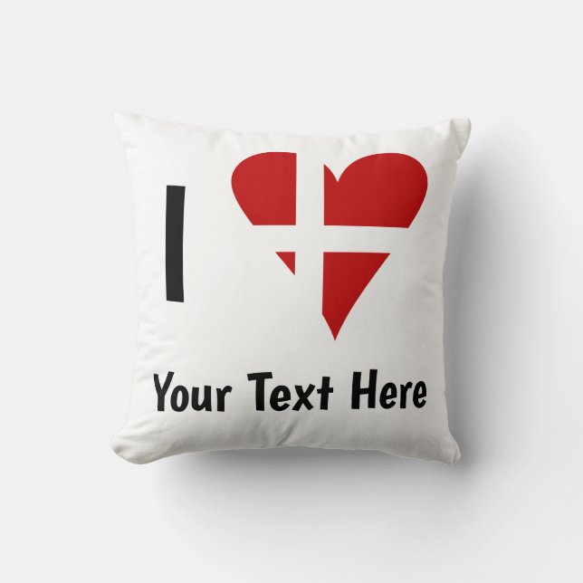 Ik hou van (Hart Deense Vlag) Persoonlijke tekst Kussen (Voorkant)
