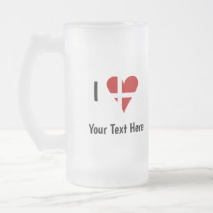 Ik hou van (Hart Deense Vlag) Persoonlijke tekst Matglas Bierpul