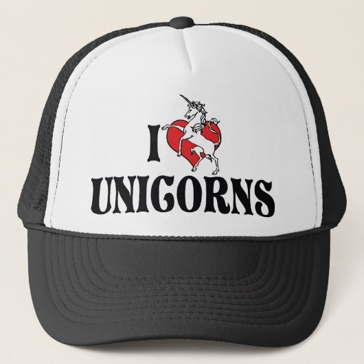 Ik hou van hart eenhoorns trucker pet (Voorkant)
