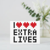 Ik hou van hart Extra levens, Retro Game Nerd Them Briefkaart (Staand voorkant)