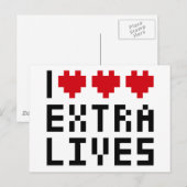 Ik hou van hart Extra levens, Retro Game Nerd Them Briefkaart (Voorkant / Achterkant)