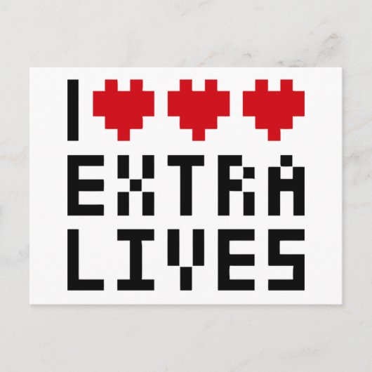 Ik hou van hart Extra levens, Retro Game Nerd Them Briefkaart (Voorkant)