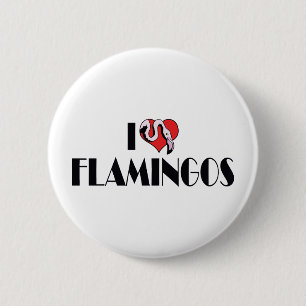 Ik hou van Hart Flamingo's - Roze Flamingo Liefheb Ronde Button 5,7 Cm