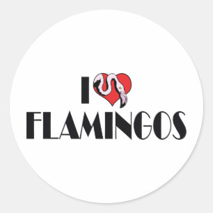 Ik hou van Hart Flamingo's - Roze Flamingo Liefheb Ronde Sticker