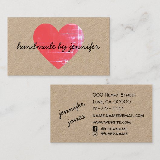 Ik hou van hart gemaakt op naam met sociale media visitekaartje (Voorkant / Achterkant)