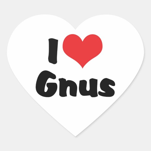 Ik hou van hart Gnu's Sticker (Voorkant)