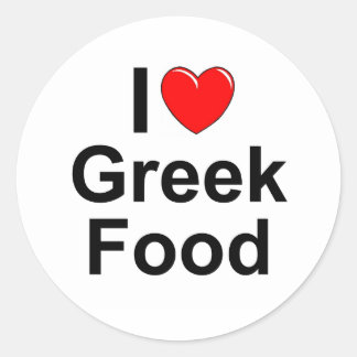 Ik hou van (hart) Grieks eten Ronde Sticker