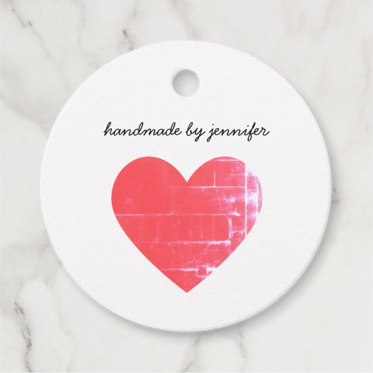 Ik hou van hart handgemaakt door naam rood hart ee bedankjes labels (Voorkant)