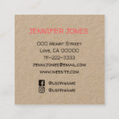 Ik hou van hart handgemaakt op naam met sociale me vierkante visitekaartje (Achterkant)