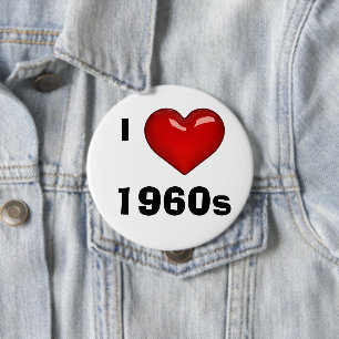 IK HOU VAN (HART) jaren 60 bewerkbaar Ronde Button 4,0 Cm