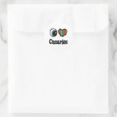 Ik hou van (hart) kanaries ronde sticker (Tas)