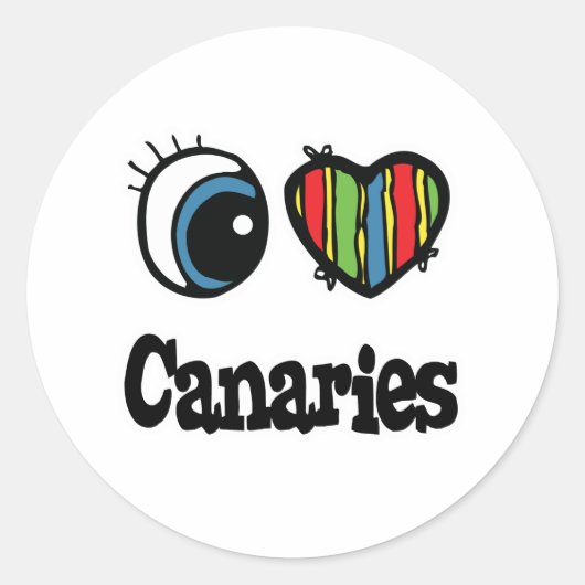 Ik hou van (hart) kanaries ronde sticker (Voorkant)