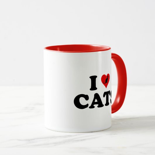 Ik hou van (hart)katten mok (Voorkant rechts)