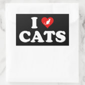 Ik hou van (hart)katten rechthoekige sticker (Tas)