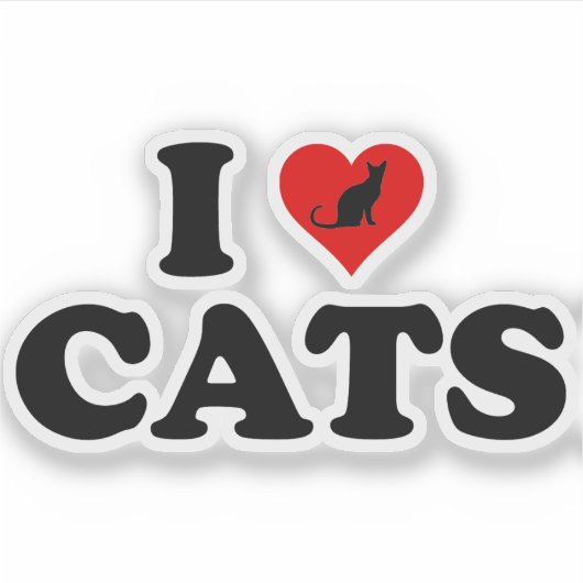 Ik hou van (Hart) Katten Sticker (Voorkant)