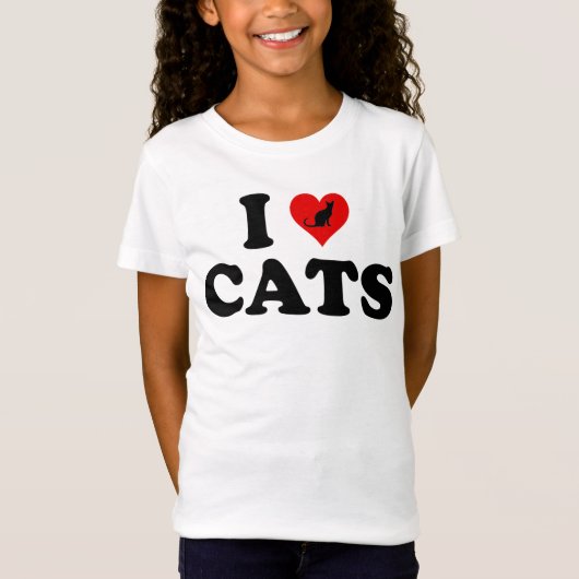 Ik hou van (hart)katten t-shirt (Voorkant)