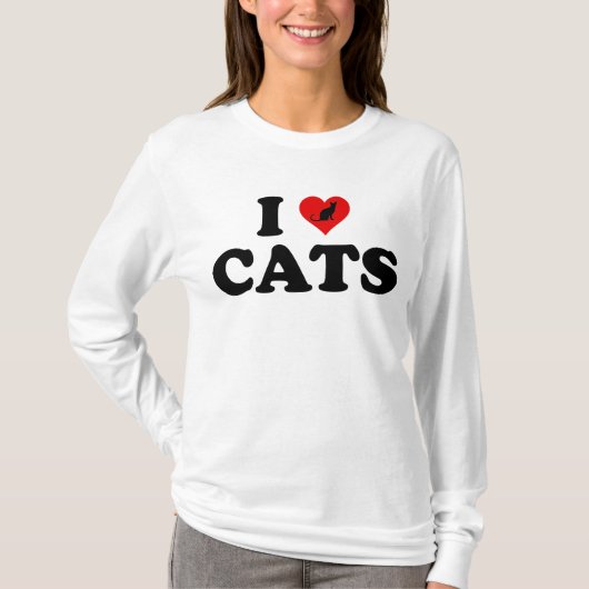 Ik hou van (hart)katten t-shirt (Voorkant)