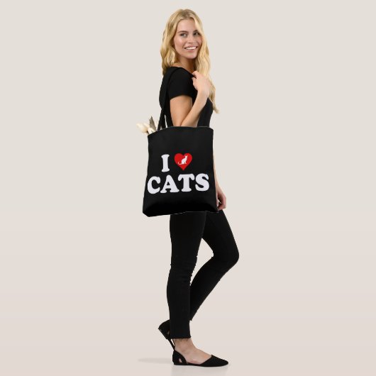 Ik hou van (hart)katten tote bag (Op model)