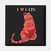 Ik hou van hart katten zwarte rode magneet (Voorkant)