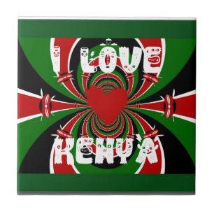 Ik hou van Hart Kenia: Dynamische Vlag Kunst Tegeltje