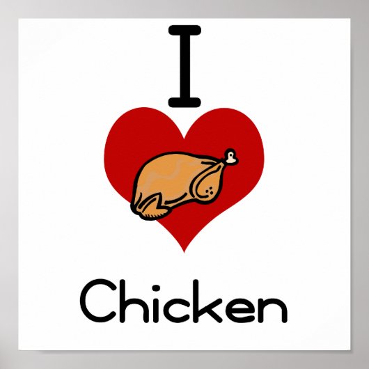 Ik hou van hart kip poster (Voorkant)