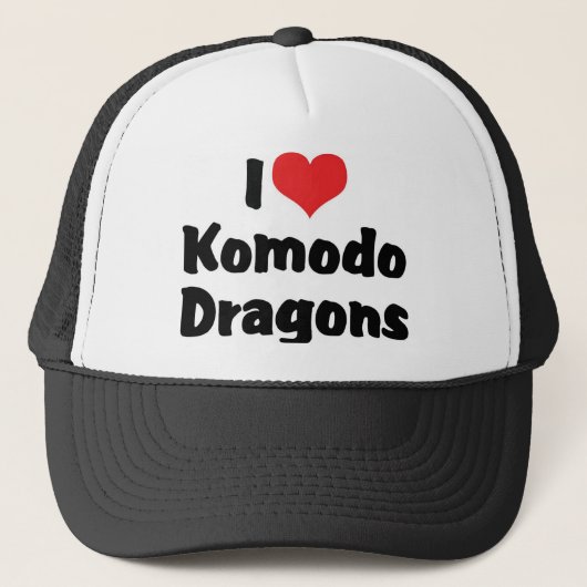 Ik hou van Hart Komodo Draken Trucker Pet (Voorkant)