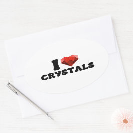 Ik hou van hart kristallen singles Valentijns cade Ovale Sticker